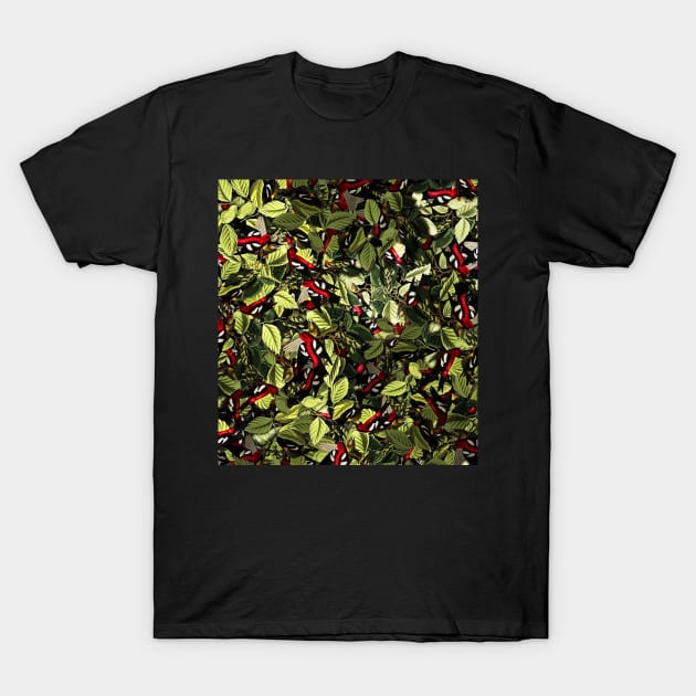 Bird Leaves Floral Nature Pattren T-Shirt by Mr Bushido